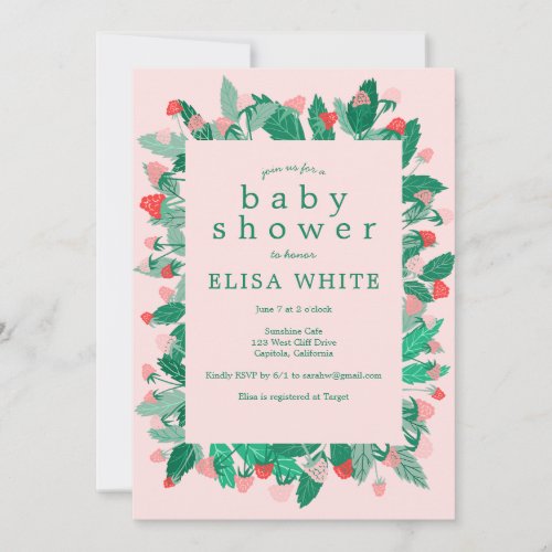 Raspberry Patch Cute Colorful CUSTOM BABY SHOWER Invitation