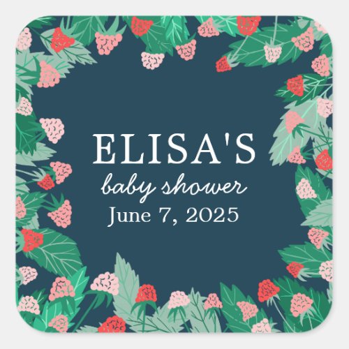 Raspberry Patch Cute Colorful CUSTOM BABY SHOWER Square Sticker