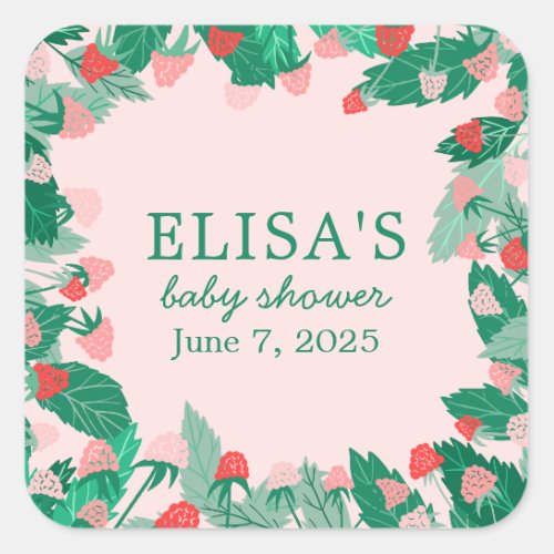 Raspberry Patch Cute Colorful CUSTOM BABY SHOWER Square Sticker