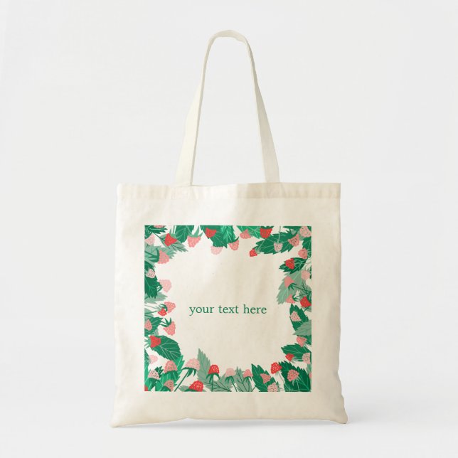 Raspberry Patch Cute Colorful CUSTOM Berries Frame Tote Bag (Front)