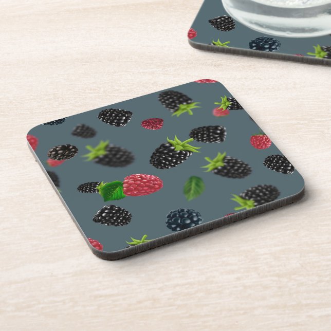 Raspberry Pattern 2 Beverage Coaster (Left Side)