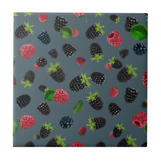 Raspberry Pattern 2 Ceramic Tile (Front)