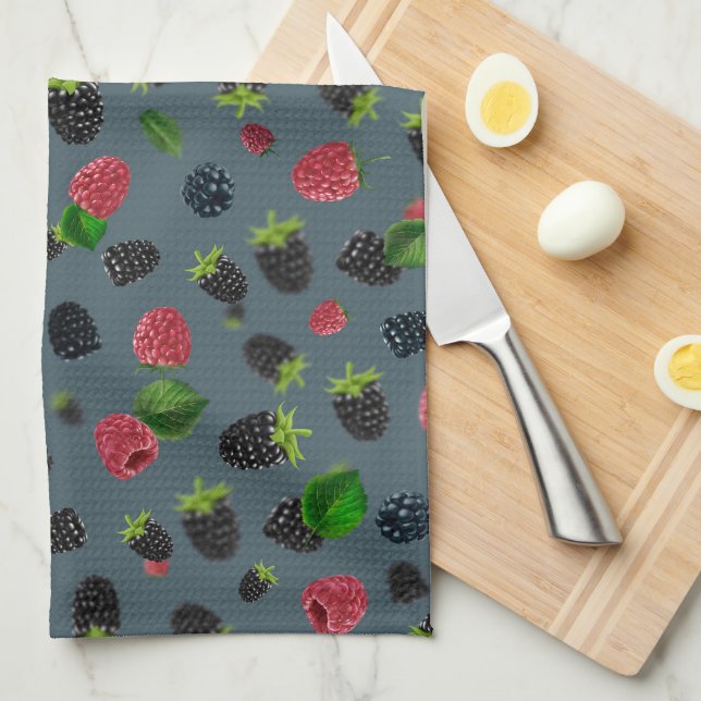Raspberry Pattern 2 Kitchen Towel (Quarter Fold)