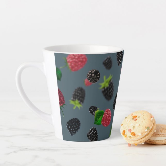 Raspberry Pattern 2 Latte Mug (In Situ)
