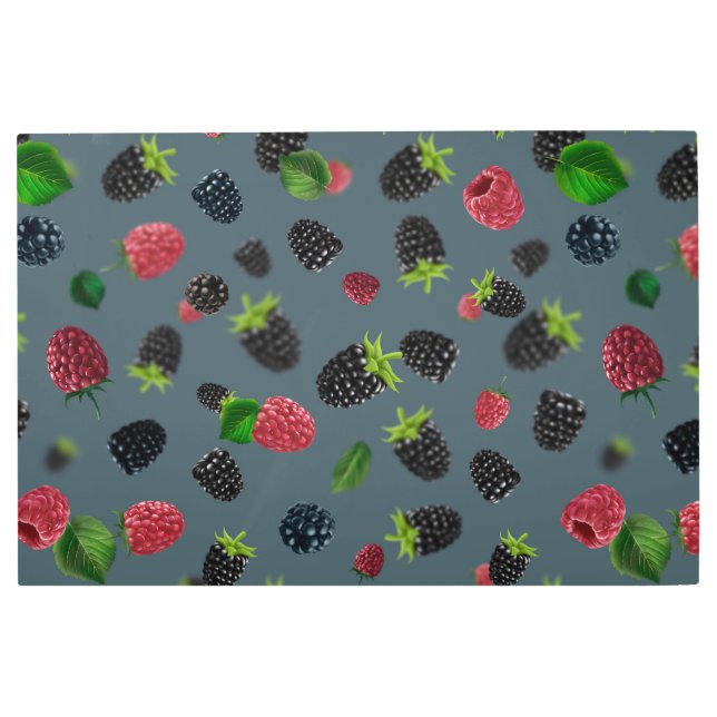 Raspberry Pattern 2 Metal Print (Front)
