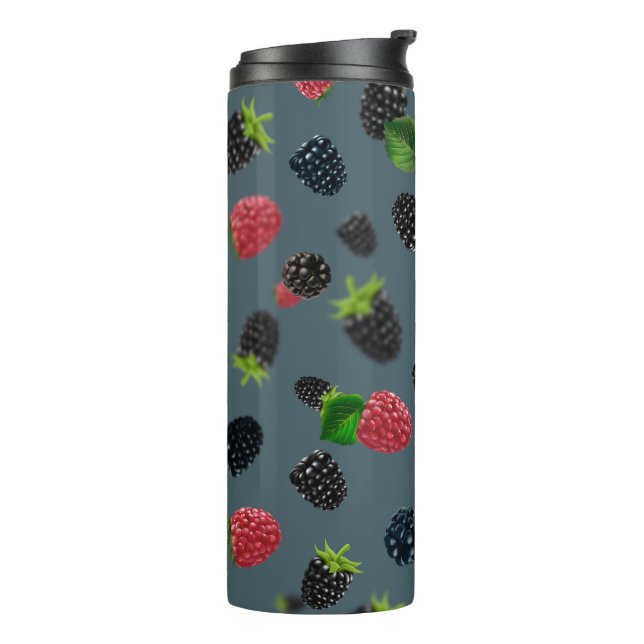 Raspberry Pattern 2 Thermal Tumbler (Rotated Left)