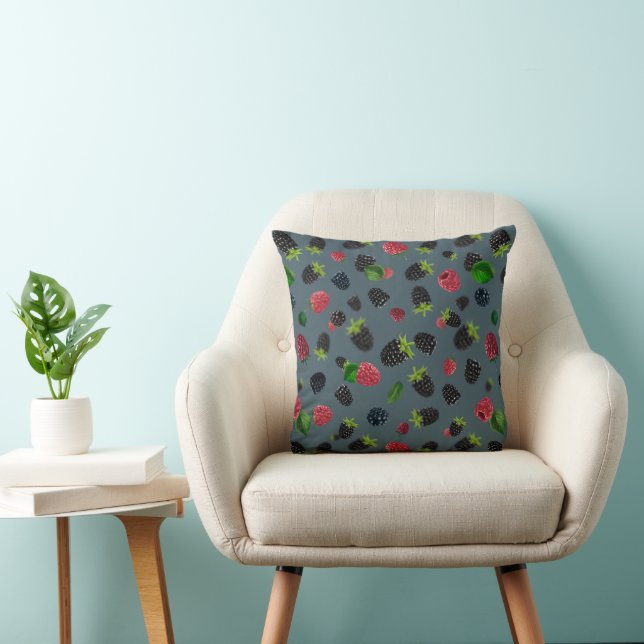Raspberry Pattern 2 Throw Pillow (Chair)