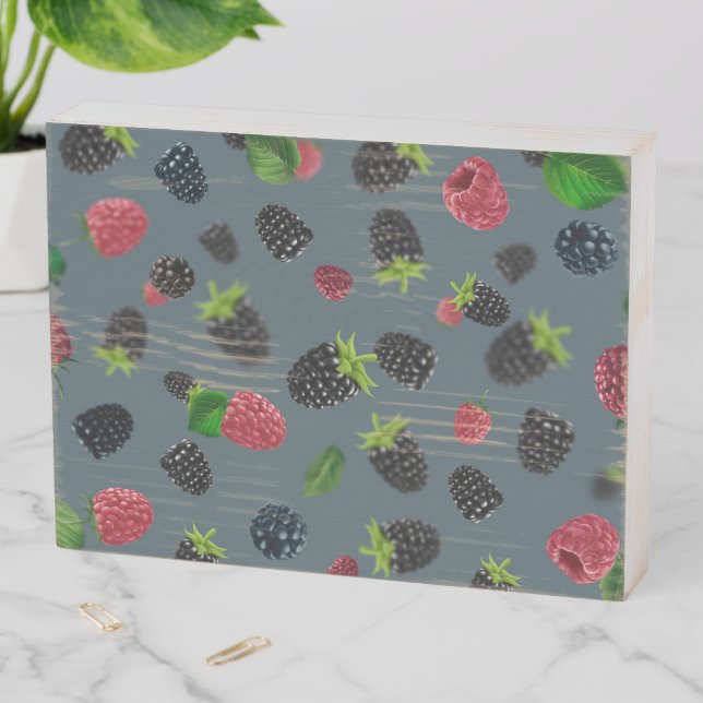 Raspberry Pattern 2 Wooden Box Sign (In Situ Horizontal)