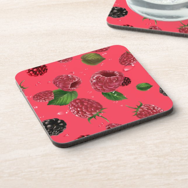 Raspberry Pattern Beverage Coaster (Left Side)
