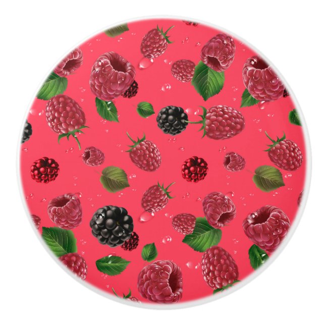 Raspberry Pattern Ceramic Knob (Front)