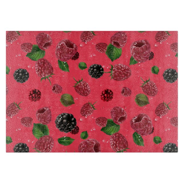 Raspberry Pattern Cutting Board (Front)