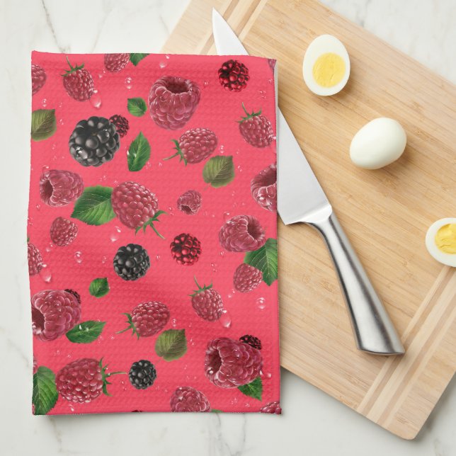 Raspberry Pattern Kitchen Towel (Quarter Fold)