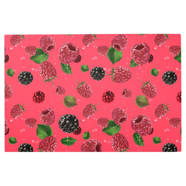 Raspberry Pattern Metal Print (Front)