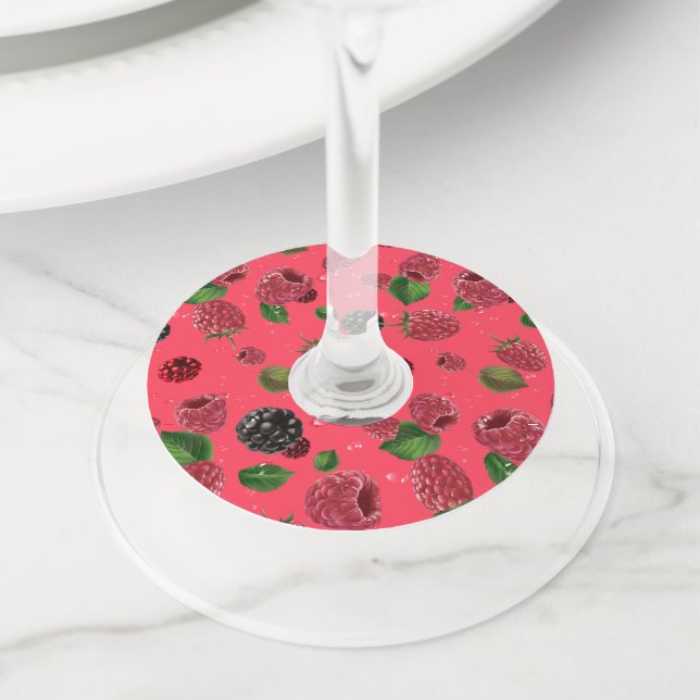 Raspberry Pattern Wine Glass Tag (Close Up)