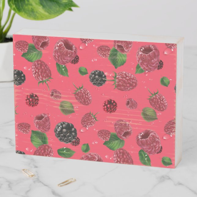 Raspberry Pattern Wooden Box Sign (In Situ Horizontal)