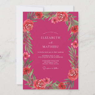Raspberry Petal Wedding Invitation