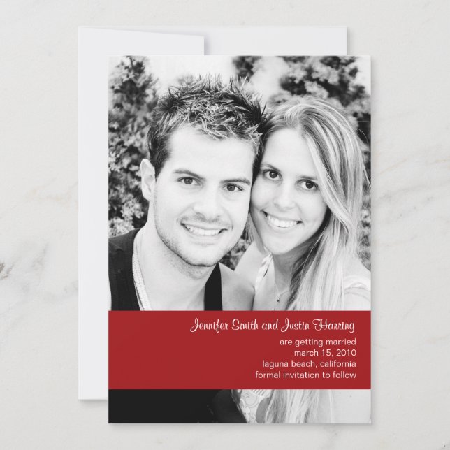 Raspberry Photo Save the Date Invitation (Front)