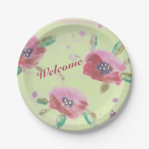 Raspberry Pink and Burgundy Watercolour Paper Plates