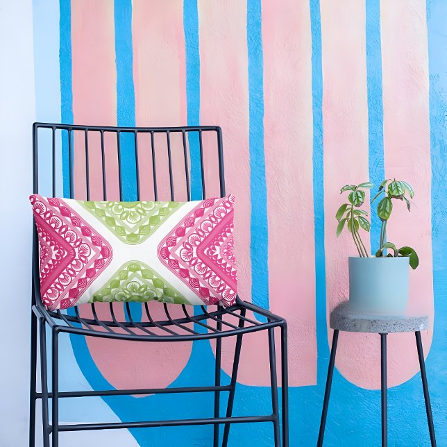 Raspberry Pink and Green Geometric Pillowcase (Creator Uploaded)