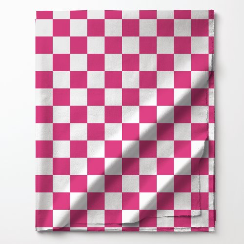 Raspberry Pink and White Checkered Pattern Fabric