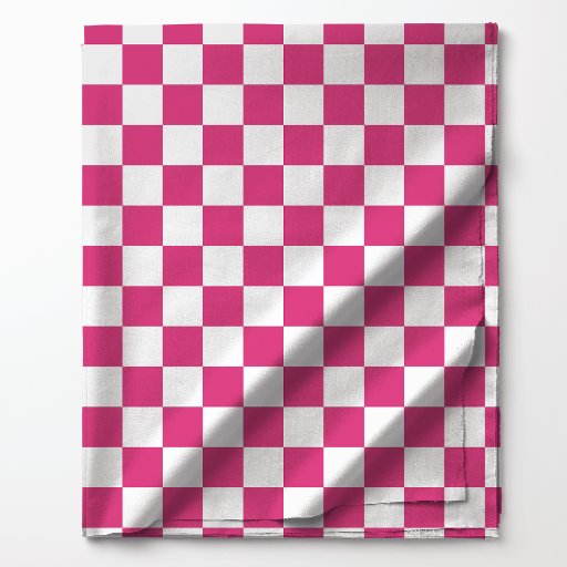 Raspberry Pink and White Checkered Pattern Fabric