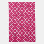 Raspberry Pink And White Moroccan Quatrefoil Towel at Zazzle