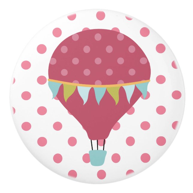 Raspberry Pink Balloon Ceramic Knob (Front)