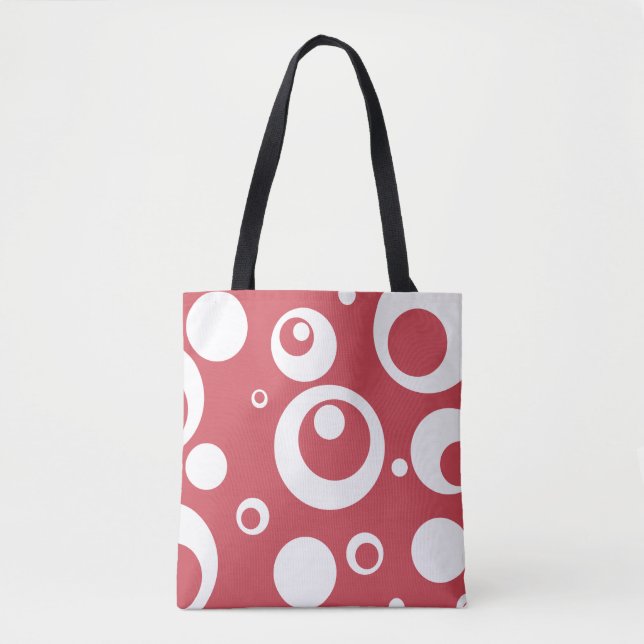 Raspberry Pink Bubble Dot Circle Bag Tote (Front)