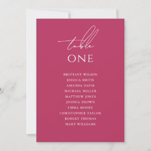 Raspberry Pink Colorful Wedding Seating Chart Invitation