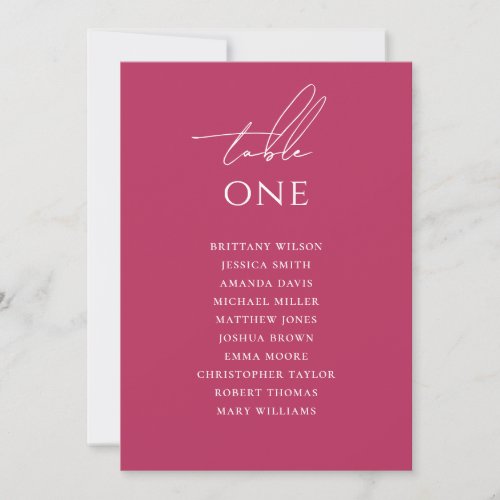 Raspberry Pink Colorful Wedding Seating Chart Invitation