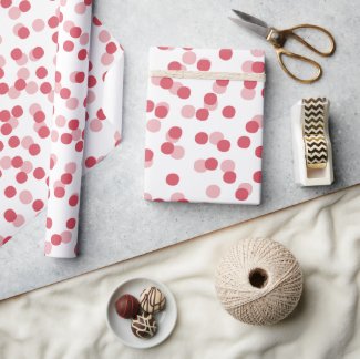 Raspberry Pink Confetti / Polkadots Wrapping Paper