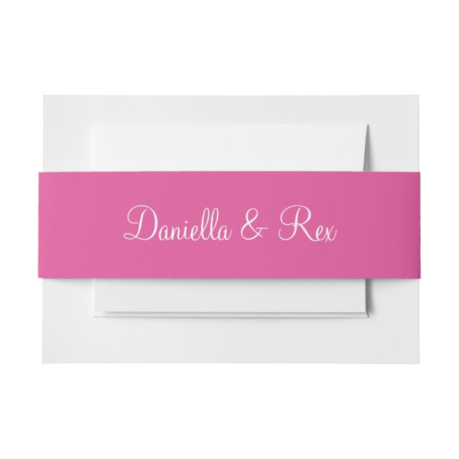 Raspberry Pink Exclusive Colorful Invitation Belly Band (Front Example)