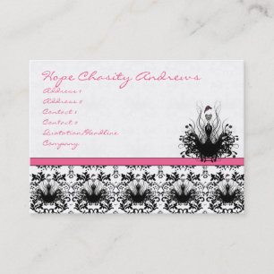 Raspberry Pink Fashion Diva Damask Business Card