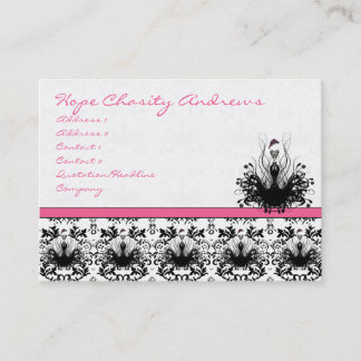 Raspberry Pink Fashion Diva Damask Business Card