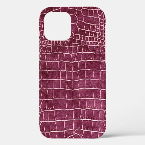 Raspberry Pink Faux Crocodile Leather iPhone 12 Case