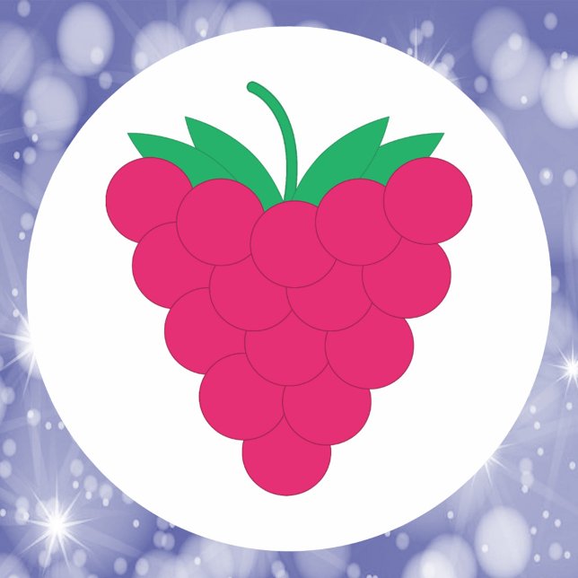 Raspberry Pink Fruit Berry Classic Round Sticker (A sticker with a graphic of a raspberry.)