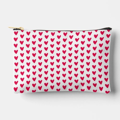 Raspberry Pink Hearts Pattern Accessory Pouch
