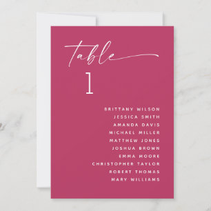 Raspberry Pink Minimalist Wedding Seating Chart Invitation