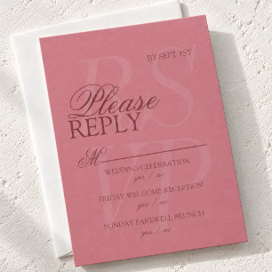 Raspberry Pink Modern Calligraphy Wedding Weekend RSVP Card