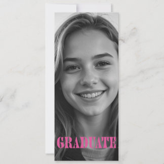 Raspberry Pink Modern Graduation Announcement Card