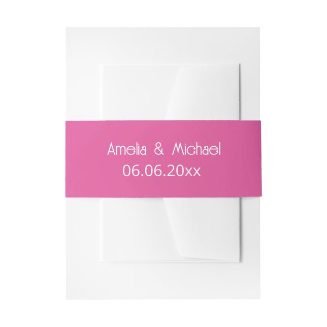 Raspberry Pink Modern Wedding Invitation Belly Band (Front Example)