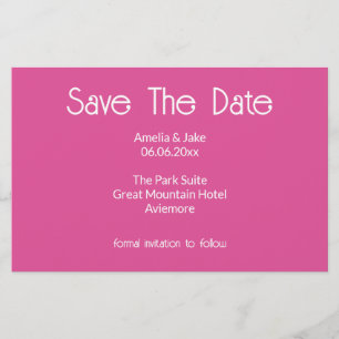 Raspberry Pink Modern Wedding Save the date Card