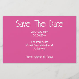 Raspberry Pink Modern Wedding Save the date Card