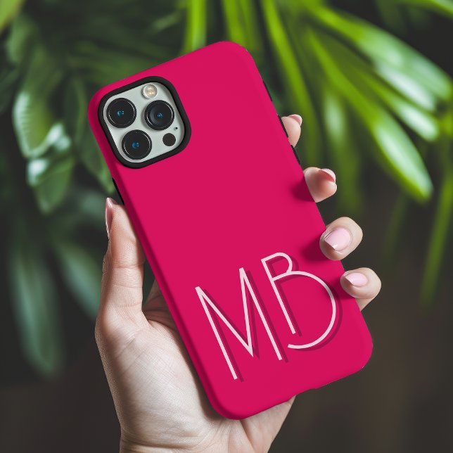 Raspberry Pink Monogram Initials Minimalist Case-Mate iPhone Case (Creator Uploaded)