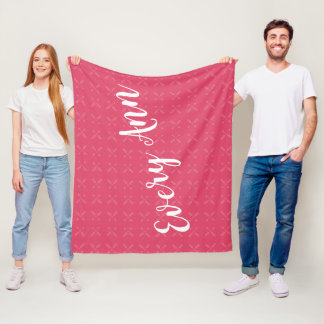 Raspberry Pink or Any Custom Color Baby Girls Name Fleece Blanket