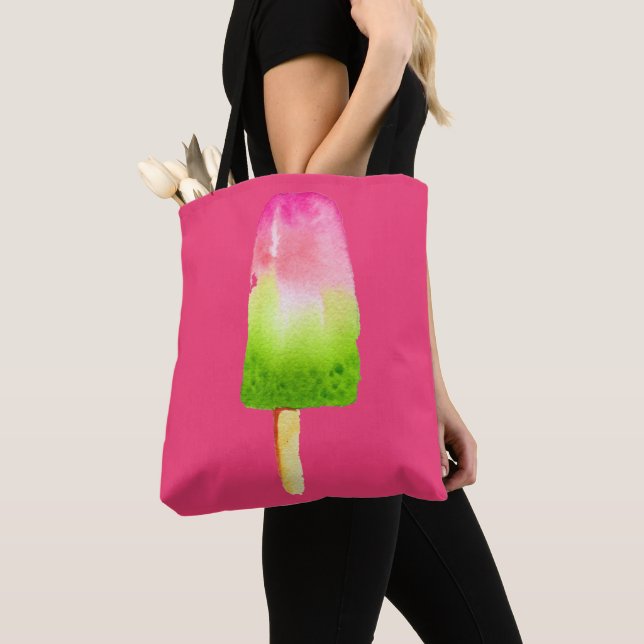 Raspberry pink popsicle Summer Tote Bag (Close Up)