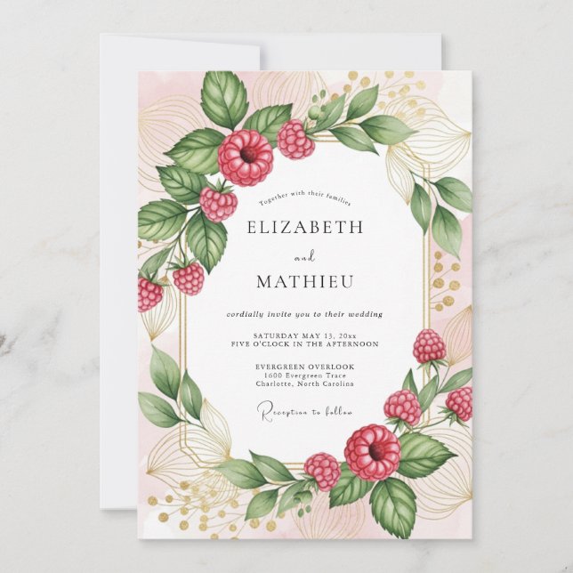 Raspberry Pink Radiant Berry Wedding Invitation (Front)