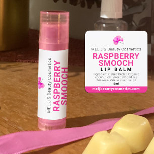 Raspberry pink red logo lip balm modern product square sticker