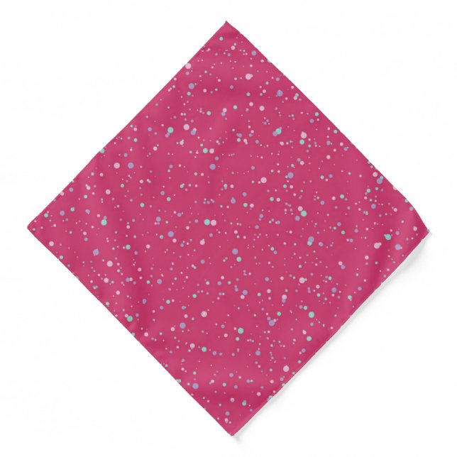 Raspberry Pink Speckled Pastel Splatter Paint Dots Bandana (Front)