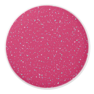 Raspberry Pink Speckled Pastel Splatter Paint Dots Ceramic Knob